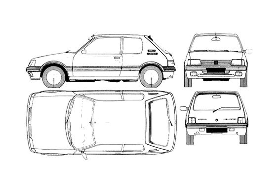 Download drawing Peugeot 205 3-door Hatchback 1983 in ai pdf png